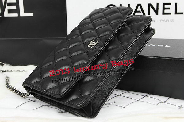 Chanel mini Flap Bag CHA33814 Black Original Sheepskin Leather Silver