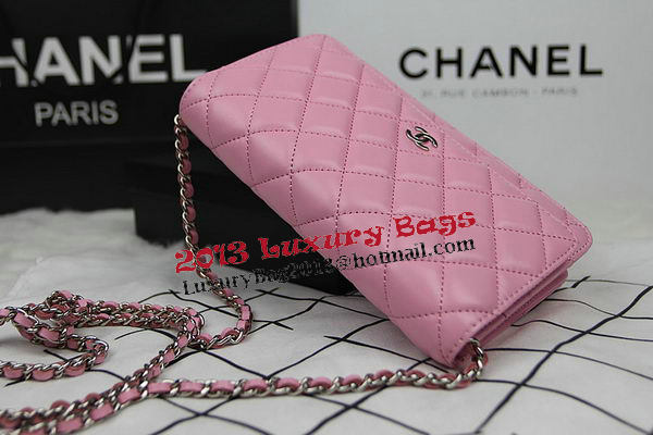 Chanel mini Flap Bag CHA33814 Pink Original Sheepskin Leather Silver