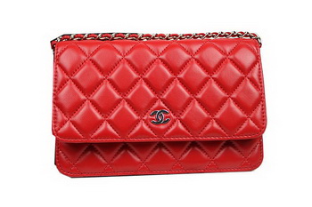 Chanel mini Flap Bag CHA33814 Red Original Sheepskin Leather Silver