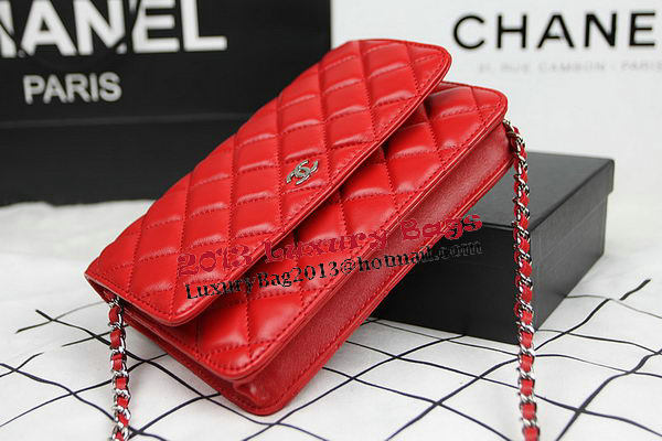 Chanel mini Flap Bag CHA33814 Red Original Sheepskin Leather Silver