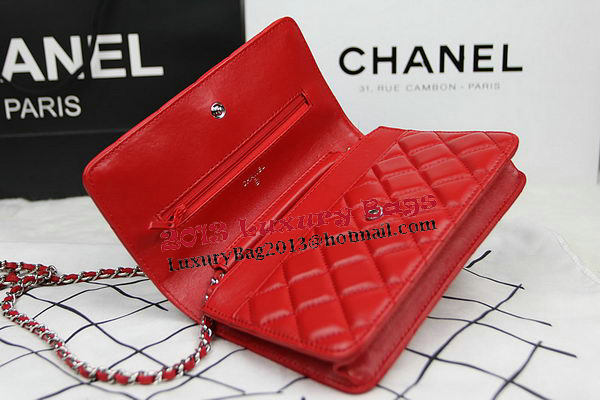 Chanel mini Flap Bag CHA33814 Red Original Sheepskin Leather Silver