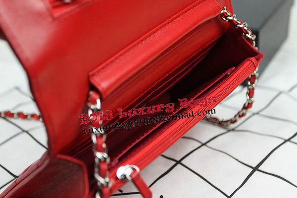 Chanel mini Flap Bag CHA33814 Red Original Sheepskin Leather Silver