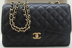 Fashion Chanel Original Caviar Leather Classic Flap Bag A28600 Black Gold