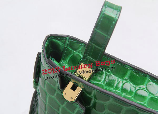 Hermes Kelly Clutch Bag Croco Leather K1002 Green