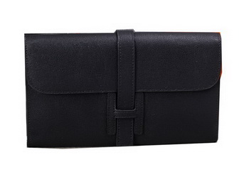 Hermes Jige Clutch Bag Calfskin Leather H8057 Black