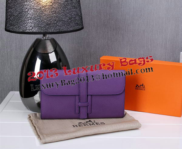 Hermes Jige Clutch Bag Calfskin Leather H8057 Purple