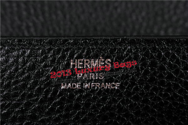 Hermes Jige Clutch Bag Calfskin Leather HQ864 Black