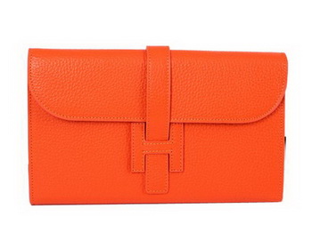 Hermes Jige Clutch Bag Calfskin Leather HQ864 Orange