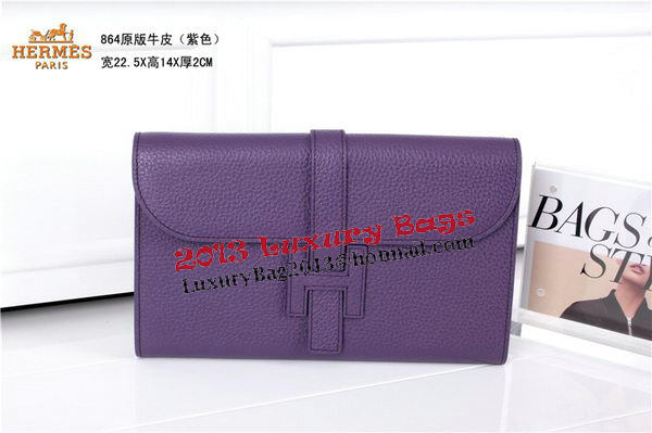 Hermes Jige Clutch Bag Calfskin Leather HQ864 Purple