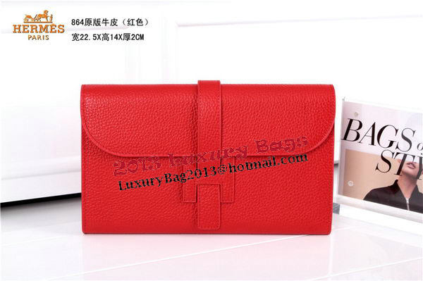 Hermes Jige Clutch Bag Calfskin Leather HQ864 Red