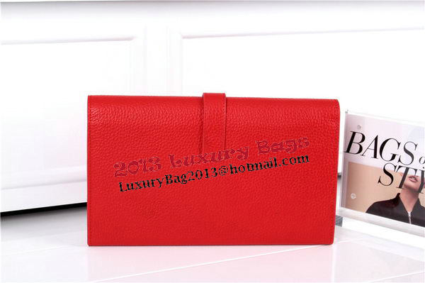 Hermes Jige Clutch Bag Calfskin Leather HQ864 Red