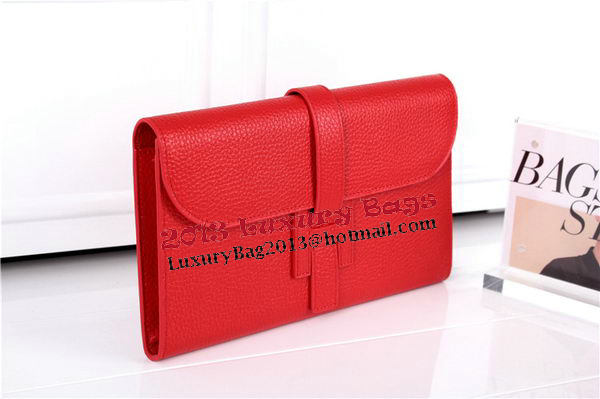 Hermes Jige Clutch Bag Calfskin Leather HQ864 Red