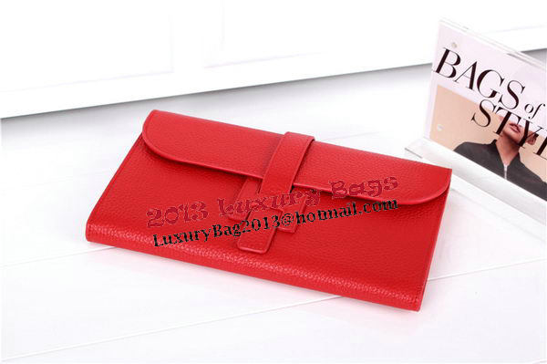 Hermes Jige Clutch Bag Calfskin Leather HQ864 Red