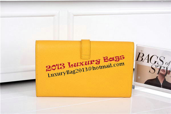 Hermes Jige Clutch Bag Calfskin Leather HQ864 Yellow