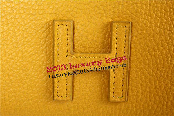 Hermes Jige Clutch Bag Calfskin Leather HQ864 Yellow