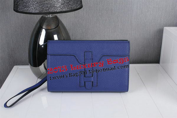 Hermes Jige Clutch Bag Calfskin Leather HQ8059 Blue