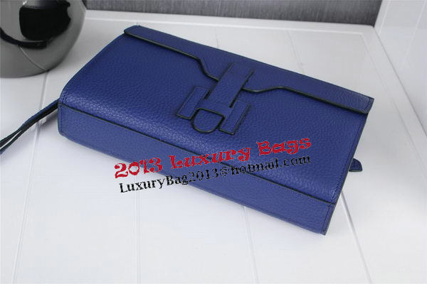 Hermes Jige Clutch Bag Calfskin Leather HQ8059 Blue