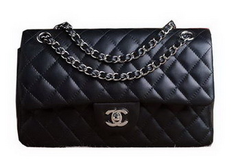 Chanel 2.55 Series Bag Original Black Sheepskin CHA1112 Silver