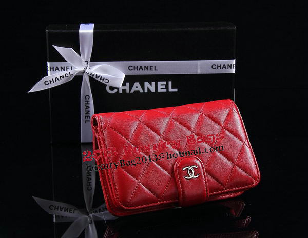 Chanel Matelasse Bi-Fold Wallet Sheepskin Leater A31506 Red