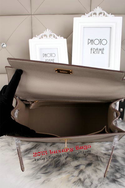 Hermes Kelly 32cm Shoulder Bags Grained Leather Grey