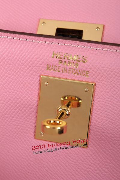 Hermes Kelly 32cm Shoulder Bags Grained Leather Pink