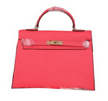 Hermes Kelly 32cm Shoulder Bags Grained Leather Red