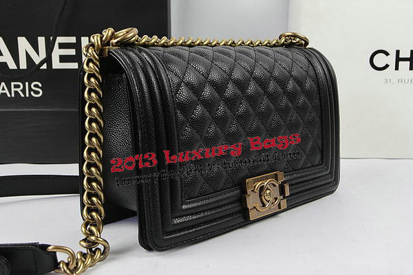 Boy Chanel Flap Shoulder Bags Black Original Cannage Pattern A67025 Gold