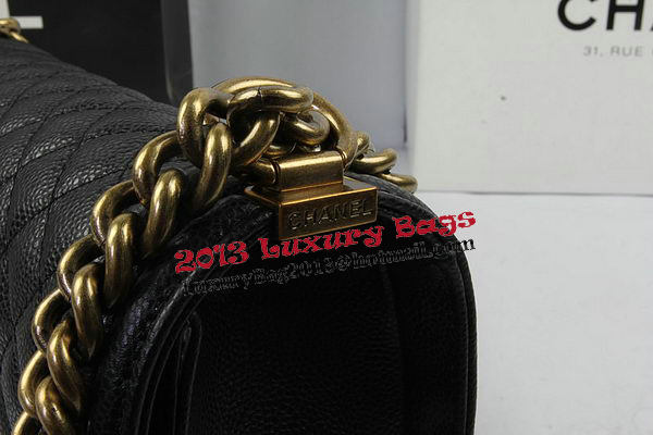 Boy Chanel Flap Shoulder Bags Black Original Cannage Pattern A67025 Gold