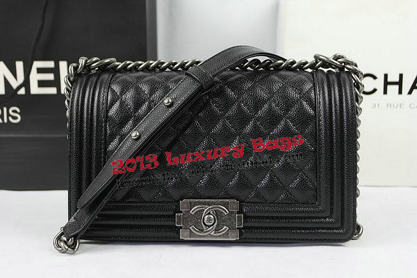 Boy Chanel Flap Shoulder Bags Black Original Cannage Pattern A67025 Silver