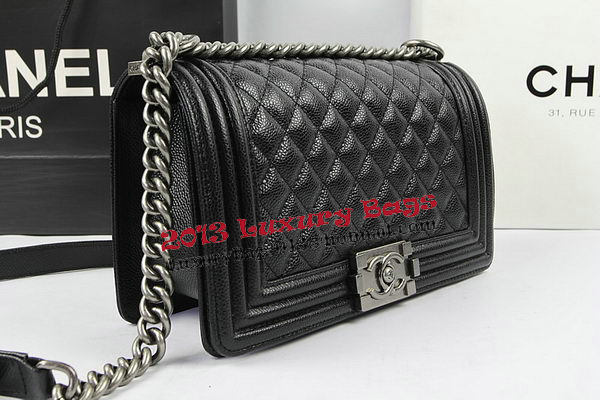 Boy Chanel Flap Shoulder Bags Black Original Cannage Pattern A67025 Silver