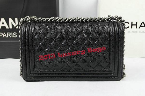 Boy Chanel Flap Shoulder Bags Black Original Cannage Pattern A67025 Silver