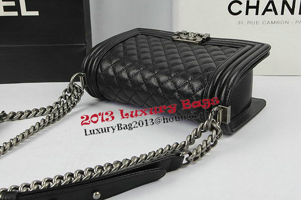 Boy Chanel Flap Shoulder Bags Black Original Cannage Pattern A67025 Silver