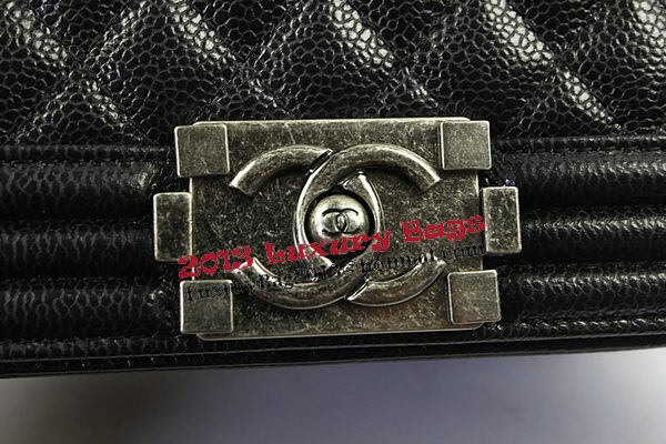 Boy Chanel Flap Shoulder Bags Black Original Cannage Pattern A67025 Silver