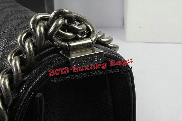 Boy Chanel Flap Shoulder Bags Black Original Cannage Pattern A67025 Silver