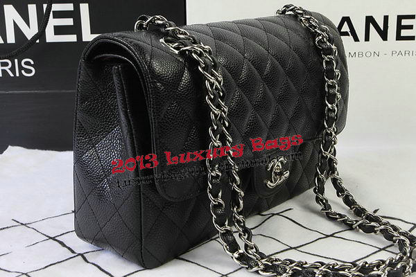 Chanel 2.55 Series Bags Black Cannage Pattern Leather CFA1112 Silver