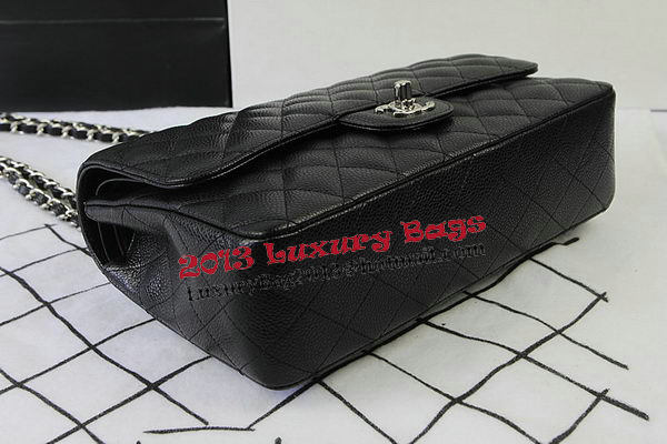 Chanel 2.55 Series Bags Black Cannage Pattern Leather CFA1112 Silver