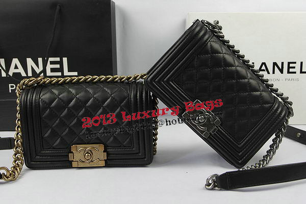 Chanel Boy Flap Shoulder Bags Black Original Lambskin Leather A67085 Gold