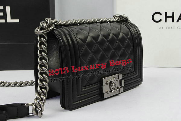 Chanel Boy Flap Shoulder Bags Black Original Lambskin Leather A67085 Silver