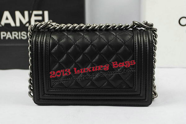 Chanel Boy Flap Shoulder Bags Black Original Lambskin Leather A67085 Silver