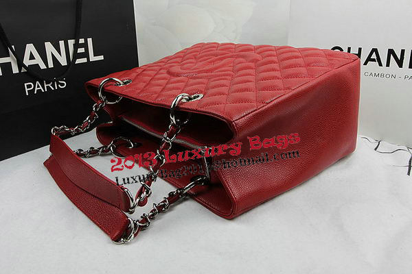 Chanel Classic Coco Bag Red GST Caviar Leather A50995 Silver