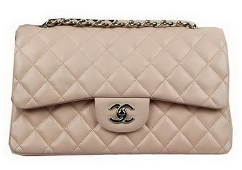 Chanel Classic Flap Bag Beige Original Leather CF1113 Silver