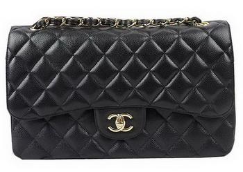 Chanel Classic Flap Bag Black Cannage Pattern CF1113 Gold