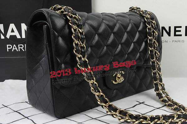 Chanel Classic Flap Bag Black Cannage Pattern CF1113 Gold