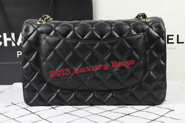 Chanel Classic Flap Bag Black Cannage Pattern CF1113 Gold