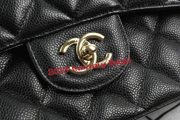 Chanel Classic Flap Bag Black Cannage Pattern CF1113 Gold