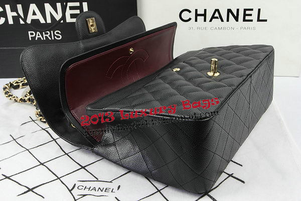 Chanel Classic Flap Bag Black Cannage Pattern CF1113 Gold