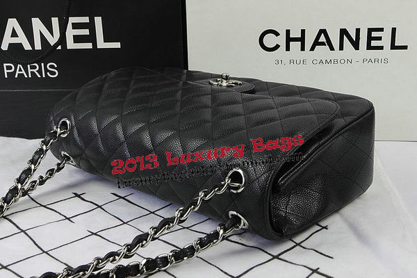 Chanel Classic Flap Bag Black Cannage Pattern CF1113 Silver