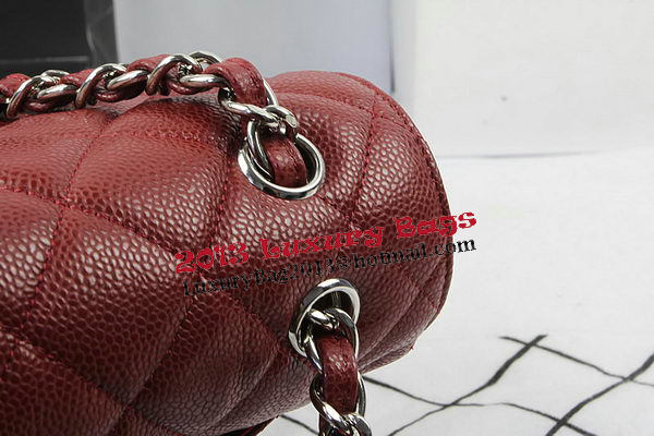 Chanel Classic Flap Bag Burgundy Cannage Pattern CF1113 Silver