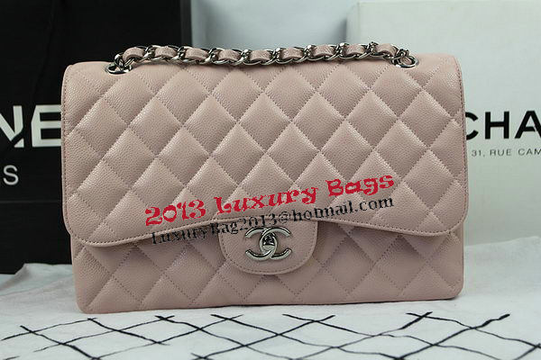 Chanel Classic Flap Bag Pink Cannage Pattern CF1113 Silver