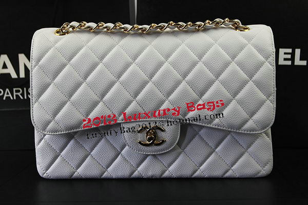 Chanel Classic Flap Bag White Cannage Pattern CF1113 Gold